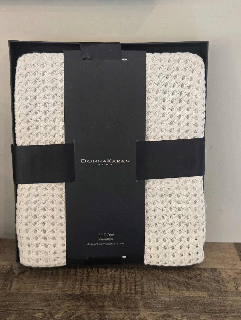 Donna Karan Viscose Linen Whisper Open Knit Throw